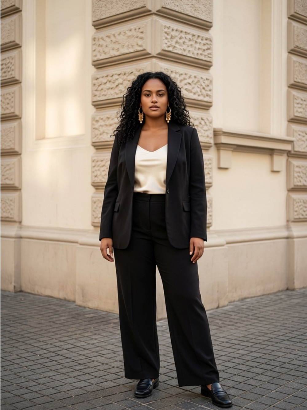 Black Wide-Leg Dress Pants — Polished High-Rise Fit